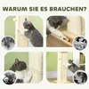 A collage of four images showing cats interacting with a scratching post, with text at the top. Produktbild-Vorschau