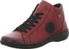 A red high-top sneaker with black laces and a black sole, shown from a side angle against a white background. Produktbild-Vorschau