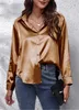 ASKSA Chemise Femme Satin Col V Chemise Elégante Boutons Voir les images du produit 5