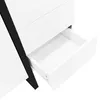 A close-up view of an open drawer on a white sideboard with black trim. Anteprima dell’immagine prodotto