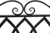 A close-up view of a black metal garden bench with decorative scrollwork. Anteprima dell’immagine prodotto