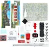 A collection of model building kit components and accessories laid out on a white surface. Produktbild-Vorschau