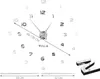 A wall clock with numbers and hands, shown against a white background. There are also rulers indicating dimensions and a separate number '2'. Anteprima dell’immagine prodotto