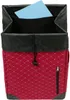 A top-down view of a red shopping trolley with a diamond pattern and a black interior. Produktbild-Vorschau