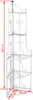 A white metal corner shelf unit with multiple tiers, shown with dimensions indicated by red lines and text. Náhled obrázku produktu
