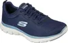 A single navy blue Skechers Flexapeal 4.0 Brilliant View shoe is shown from a side angle against a white background. Voir les images du produit