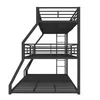 A black metal triple bunk bed shown from the side against a white background. Podgląd zdjęcia produktu