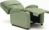 A light green recliner chair with the footrest extended and the back reclined, shown against a white background. Voir les images du produit