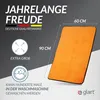 A promotional image for an orange microfiber cloth, displaying its dimensions and washability. Includes icons and German text. Anteprima dell’immagine prodotto