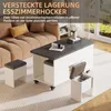 Couchtisch mit 4 Hockern& LED,  Verwandlungs Esstisch, Produktbild-Vorschau 5