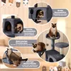 A collage of images showcasing a multi-level cat tree with different features and cats interacting with it. Produktbild-Vorschau