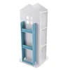 A white and blue rotating bookshelf designed for children. Náhled obrázku produktu