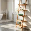 Relaxdays, regał łazienkowy z drabiną, drewno orzechowe, 5 Podgląd zdjęcia produktu 3