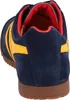 Rear view of a blue and yellow Gola sneaker. Produktbild-Vorschau