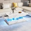 UnboxG Couchtisch 100x50 cm in Marmoroptik mit LED, 2 Produktbild-Vorschau 2