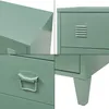 A collage of four close-up shots of a green metal cabinet, highlighting its features. Náhled obrázku produktu