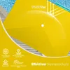 A close-up view of a yellow sunshade with various icons and text highlighting its features. Produktbild-Vorschau