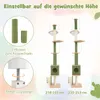 A diagram illustrating the adjustable height feature of a cat tree, showing two different height configurations and close-ups of the adjustable mechanism and interchangeable posts. Anteprima dell’immagine prodotto