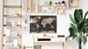 A home office setup with a world map magnet board on the wall above a desk. Náhľad obrázku produktu
