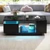 Merax hoogglanzende LED-salontafel met lade en 4 zijvakken, Productafbeelding-voorbeeld 10