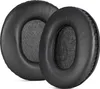 Two black ear pads for headphones are shown from a top-down angle against a white background. Voir les images du produit