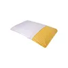A pillow with a white cover and a yellow, perforated inner material is shown on a white background. Produktbild-Vorschau