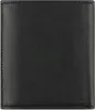 A black leather wallet is shown from the front. Produktbild-Vorschau