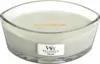 A WoodWick Fireside scented candle in a clear glass container. Podgląd zdjęcia produktu