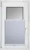 A white pleated blind is installed in a white window frame. Produktbild-Vorschau