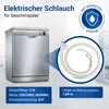 A dishwasher and a coiled hose with technical details and branding. Produktbild-Vorschau