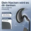 A close-up of a black headrest for an office chair, with German text highlighting its features. Produktbild-Vorschau