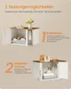 The image shows two configurations of a cat furniture piece: one as a cat house with a bed, and the other as a litter box enclosure. Produktbild-Vorschau