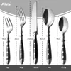 Besteck-Set 30-teilig, Edelstahl, schwarze Griffe, rustikal Produktbild-Vorschau