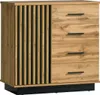 A chest of drawers with a slatted door on the left and drawers on the right, set against a white background. Voir les images du produit
