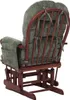 Rear view of a rocking chair with green cushions. Voir les images du produit