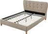 Bett 140 x 190 cm mit gestepptem Kopfteil - Stoff - Beige - Produktbild-Vorschau 6