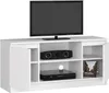 A white TV stand with a television on top and electronic devices inside. Náhľad obrázku produktu