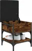 A shoe bench with storage and a shelf, shown with the lid open and shoes on the shelf. Náhled obrázku produktu