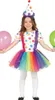 A young girl dressed as a circus clown, holding balloons. Anteprima dell’immagine prodotto