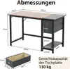 Biurko COSTWAY 140 cm z 2 szufladami, haczykiem na Podgląd zdjęcia produktu 3