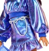 Bambola Barbie con maglione e gonna blu glitterati Anteprima dell’immagine prodotto 5