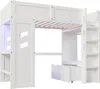 Gaming Hochbett mit Schreibtisch, LED-Beleuchtung, USB & Produktbild-Vorschau 8