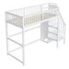 A white loft bed with stairs and shelves, shown against a white background. Anteprima dell’immagine prodotto