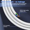 A close-up view of a white electrical cable, with a section cut away to reveal the internal wires and insulation. Voir les images du produit