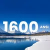 A snowy mountain landscape with a lake in the foreground, under a clear blue sky. Large white numbers '1600' are superimposed on the image, with the text 'ANSI' to the right of the numbers. Anteprima dell’immagine prodotto