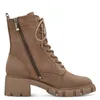 A side view of a brown lace-up boot with a zipper. Produktbild-Vorschau