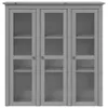 A gray wooden cabinet with glass doors. Voir les images du produit