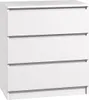 A white, three-drawer dresser against a white background. Produktbild-Vorschau