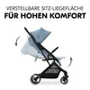 A stroller shown from the side, with arrows indicating adjustable features. Produktbild-Vorschau