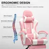 Diagram explaining the ergonomic design of a pink gaming chair. Podgląd zdjęcia produktu